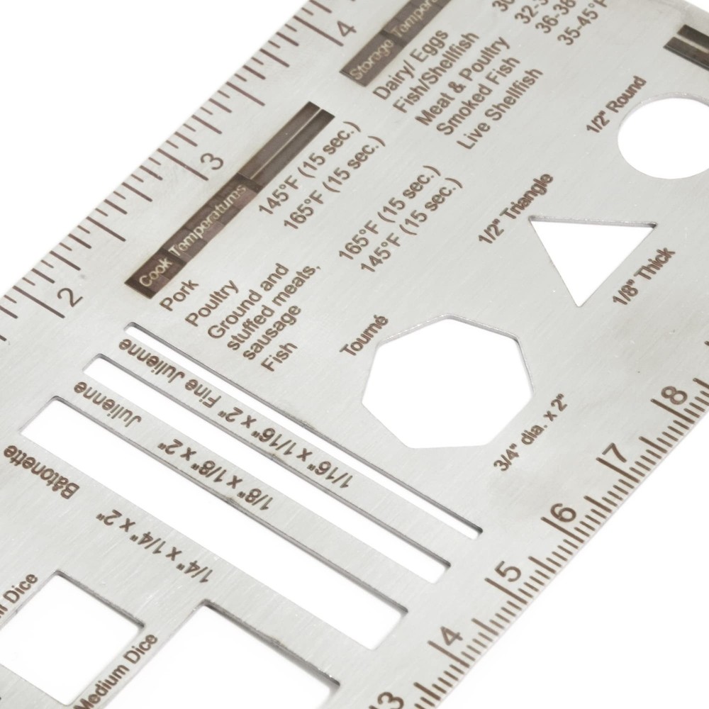 Culinary Ruler Stainless Streel Mini Cutting Reference Template Cooking Measu...