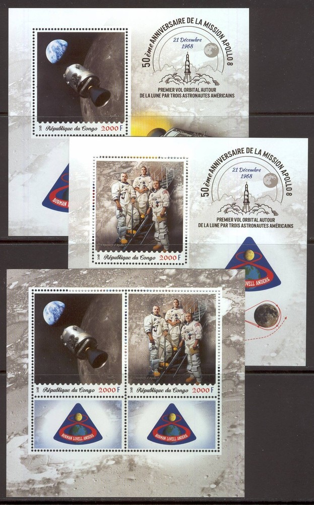 Lollini M08 SPACE Apollo 8 --- 3 Sheets MNH 2018