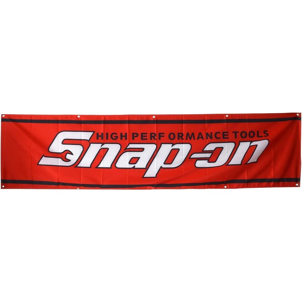Snap‑On Tools Banner 2×8 ft Red Polyester with 8 Brass Grommets Garage Decor