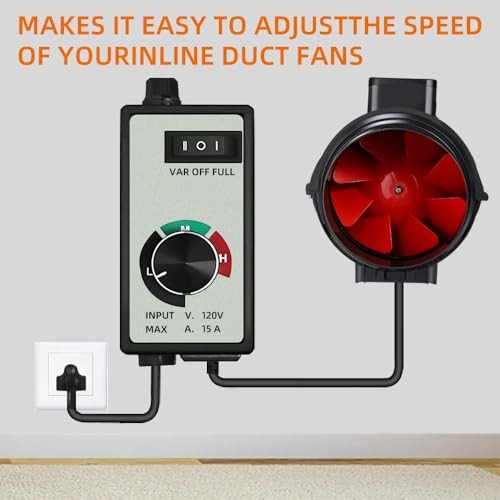 Electronic Fan Speed Controller, 0-100% Variable Speed Adjuster for Inline