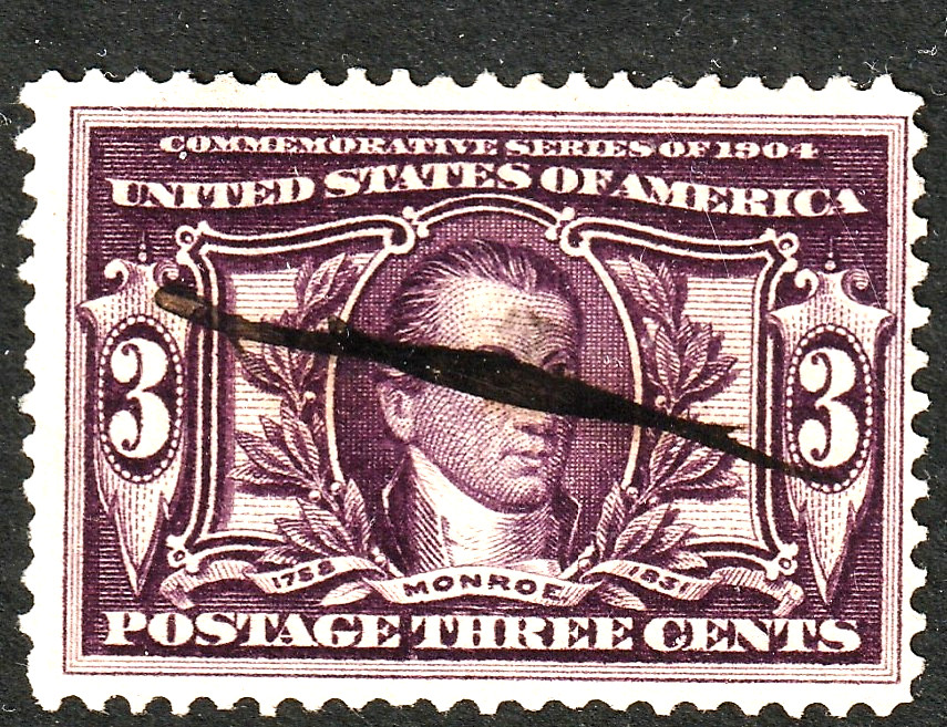 #325 US 3 CENT PURPLE-MONROE-USED-N/G-FINE