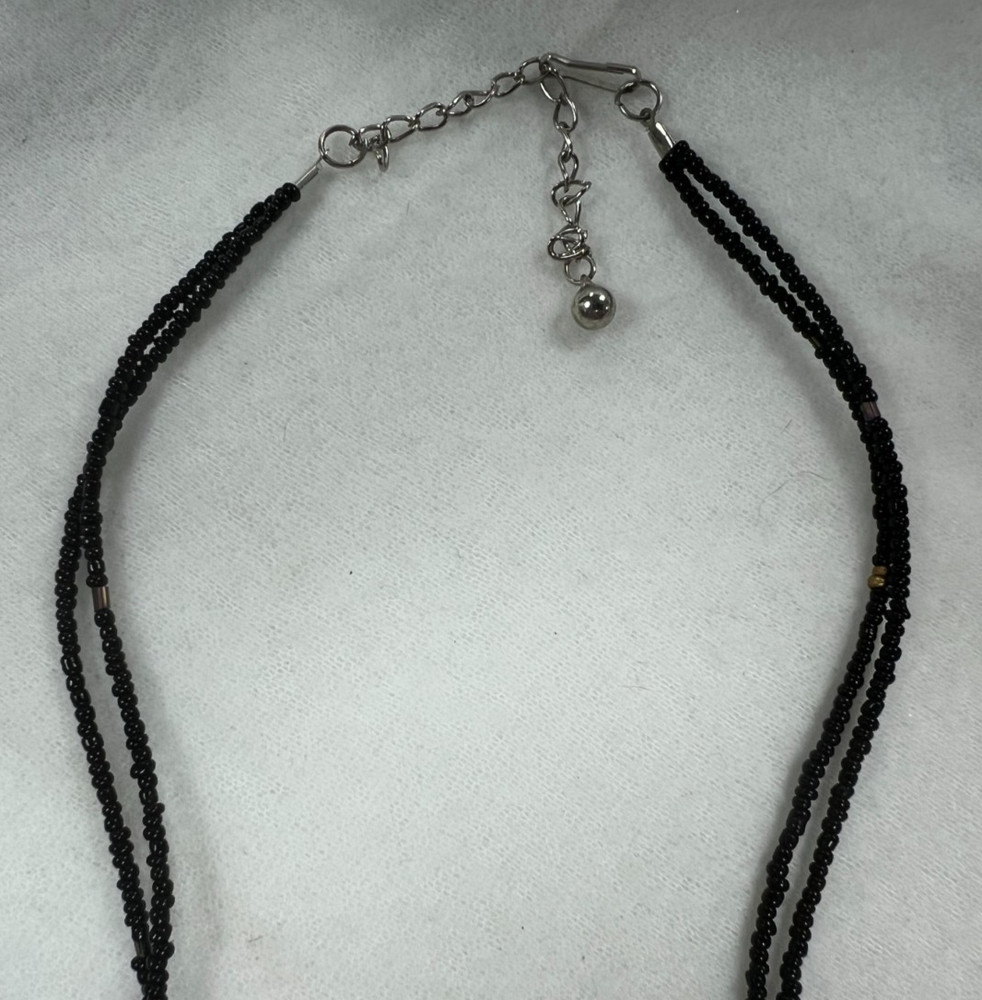 Beaded Necklace with Round Shell Pendant