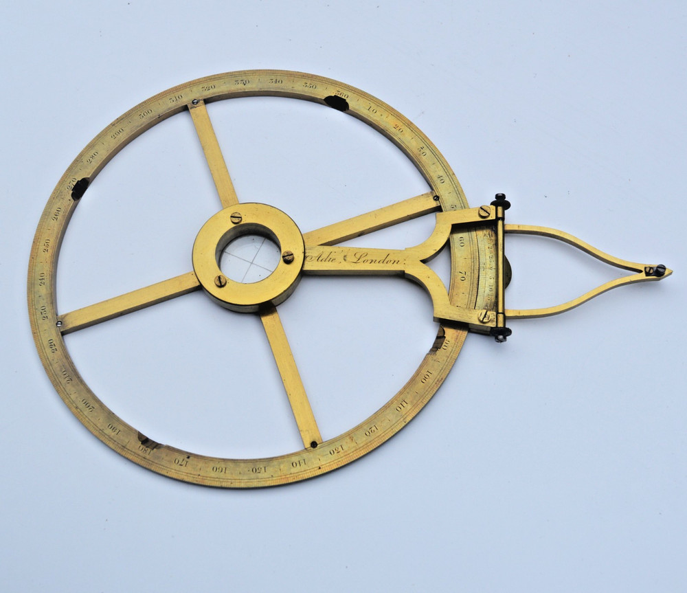 A fine 6" single arm protractor by Adie.