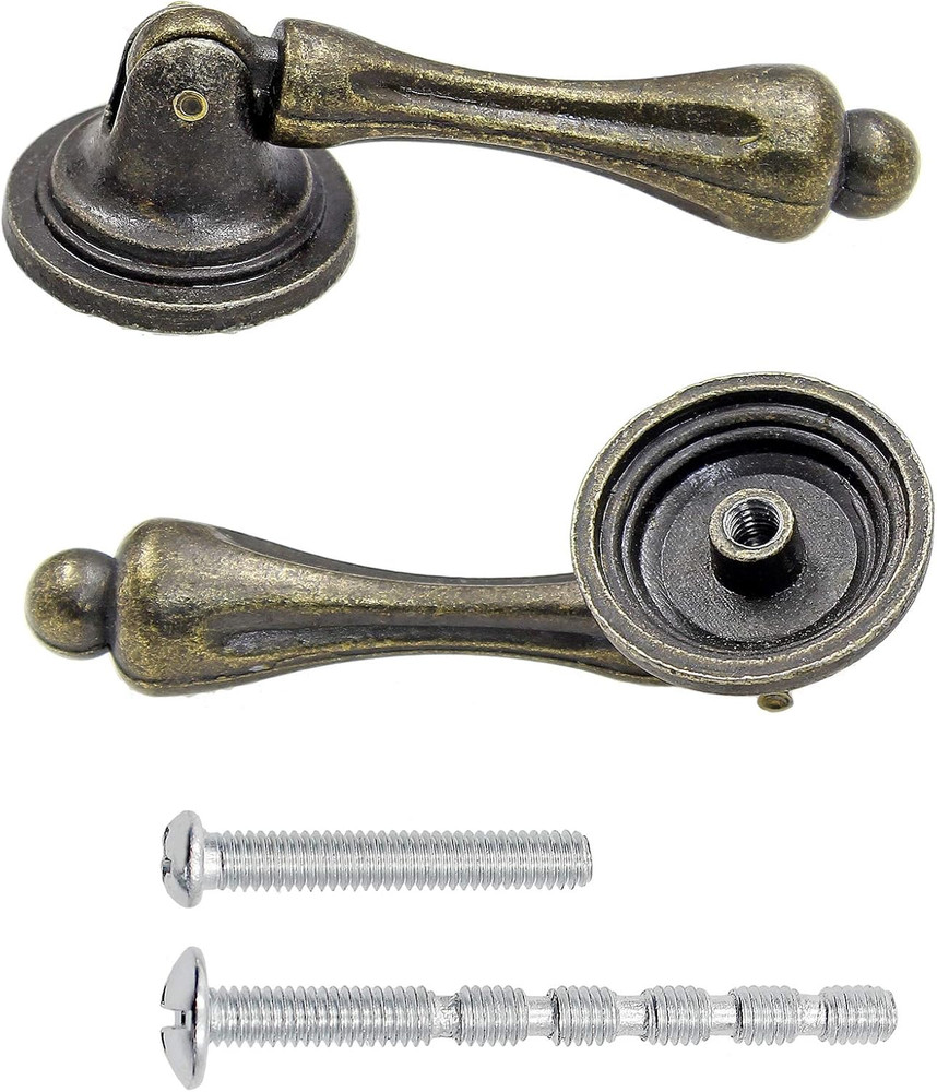 6Pcs Antique Bronze Tear Drop Pulls, Vintage Cabinet Decorative Pull Handle Knob
