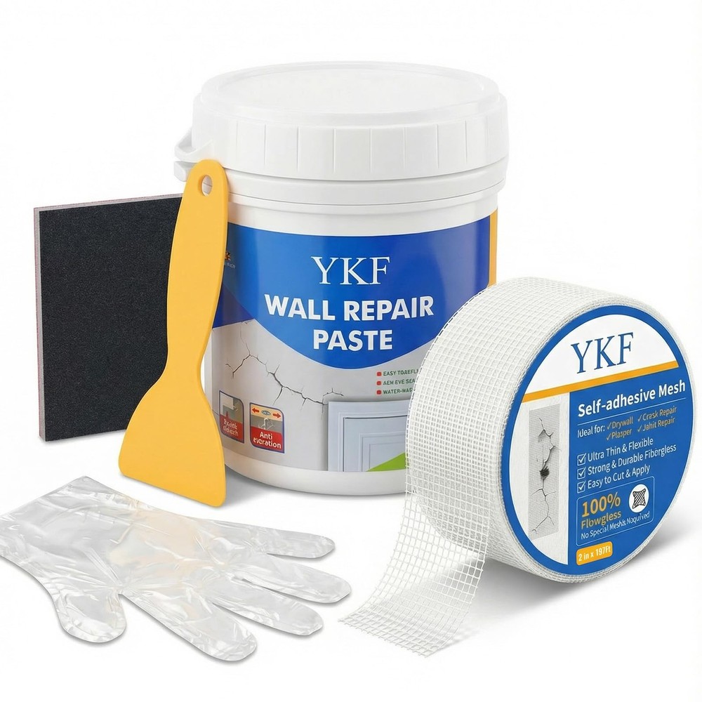 Drywall Repair Kit (18 oz) - Spackle Wall Paste with Scraper & White