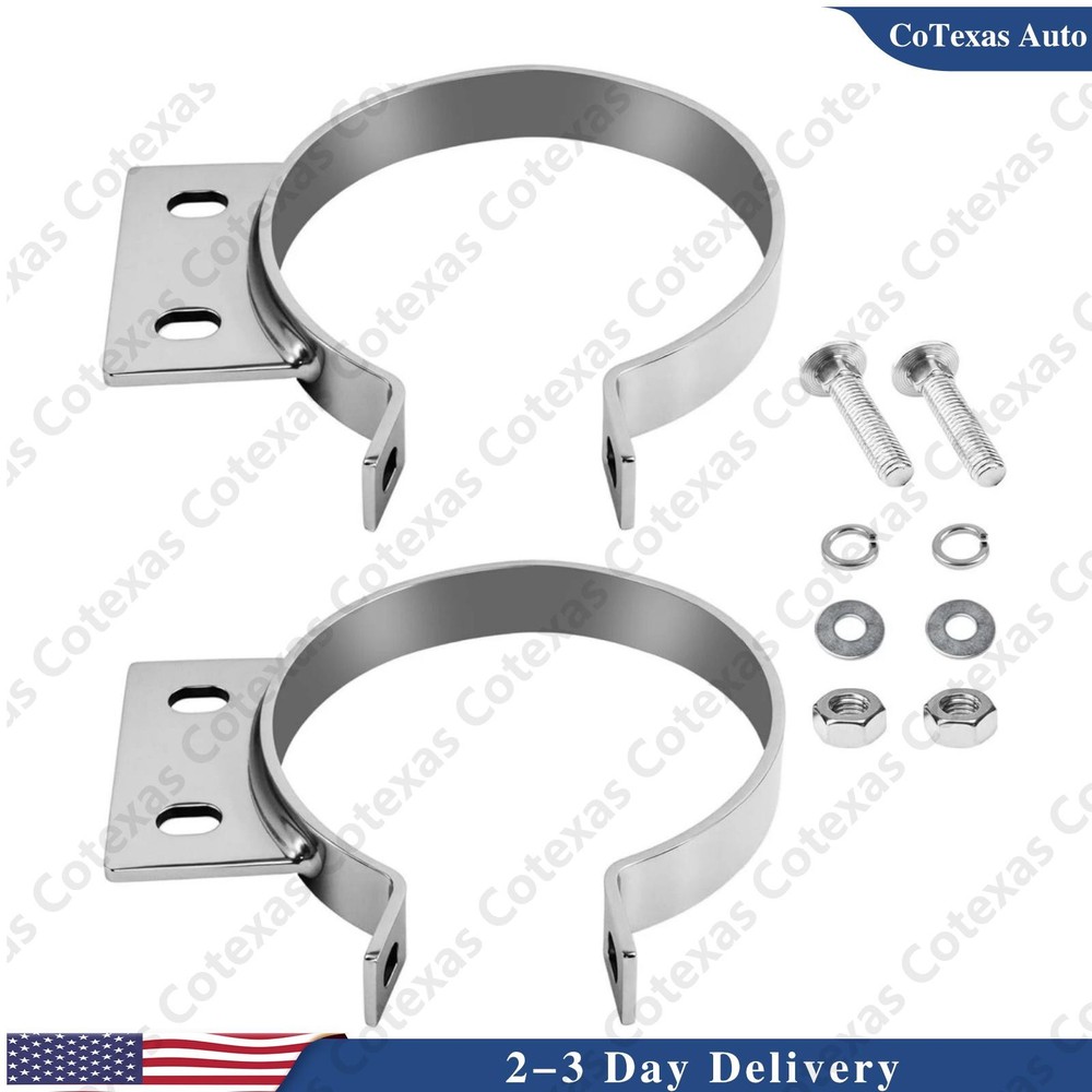 2PC Peterbilt Exhaust Stack 379 359 1987-1993 5"Mount Bracket Clamp Chrome 10294