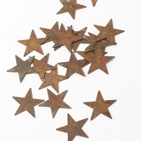 Bulk Package of 100 Primitive 1" Rusty Tin Stars