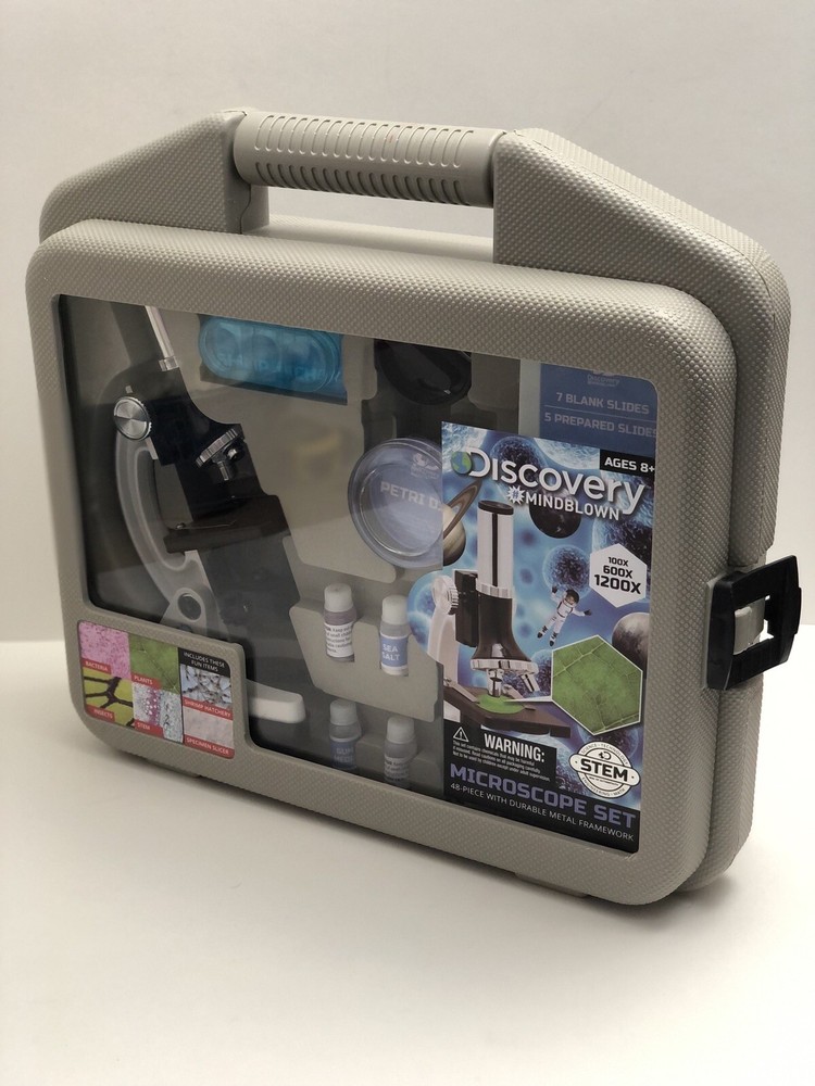 Microscope Set 48-Piece with Durable Metal Framework, 120X-1200X Magnification