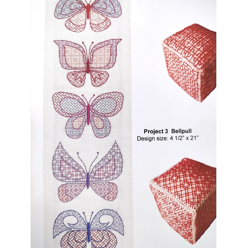 Chinese Lattice Blackwork Embroidery Patterns 3 Bellpull Cube Panel Finger Step