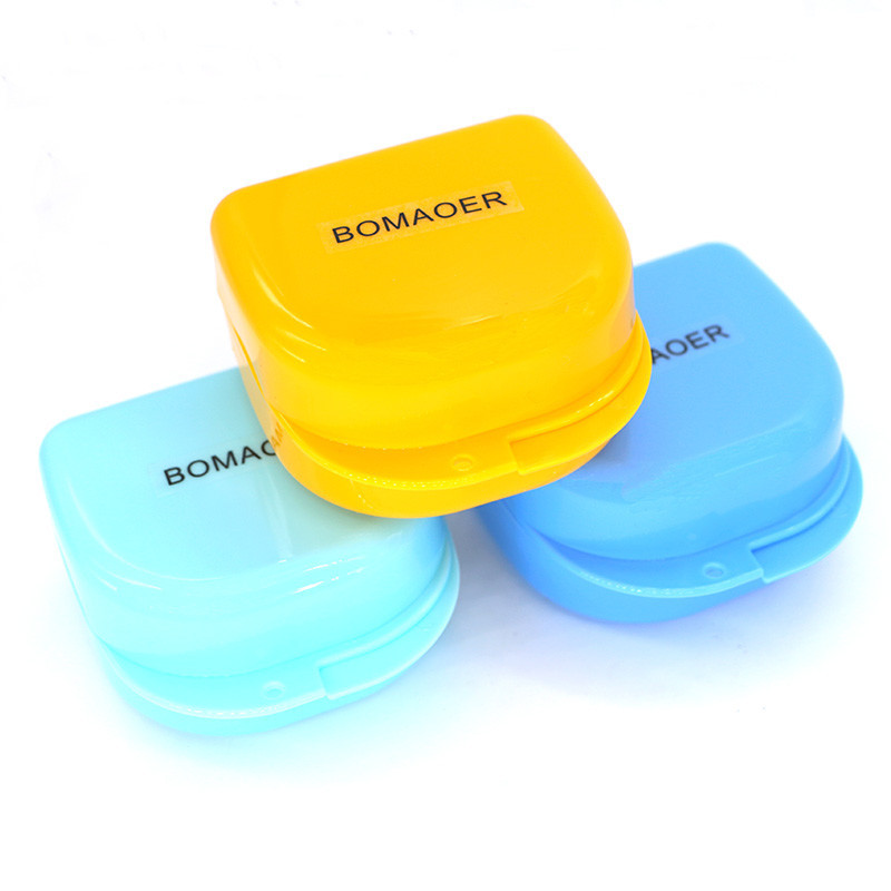 Orange Retainer Case - Protective Storage for Mouthguards Dentures Aligners
