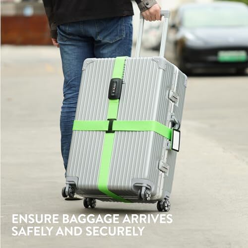 TSA Luggage Strap - Secure Adjustable Strap for Suitcases with Light Green