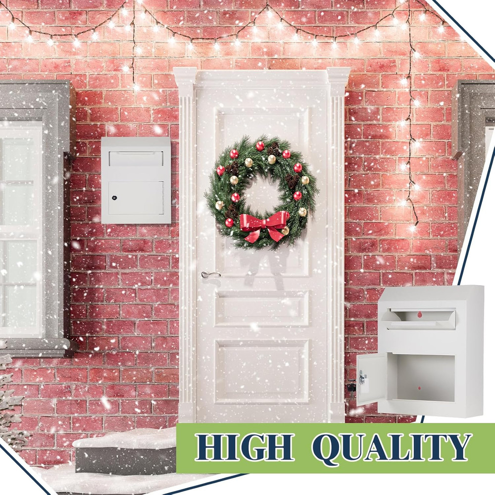 Mailbox for outside Wall Mount Locking Drop Box Wall Mounted Heavy Duty Safe Key
