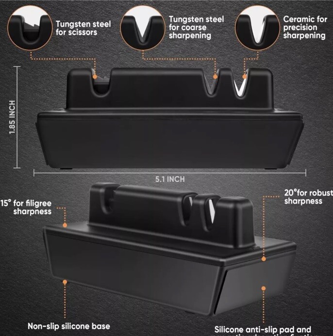 Rolling Knife Sharpener Magnetic Diamond 15 & 20 Degree Angle