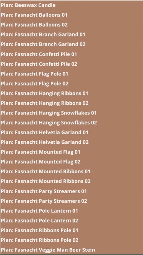 (Xbox) Every Fasnacht Plan Bundle - 47 Plans In Total
