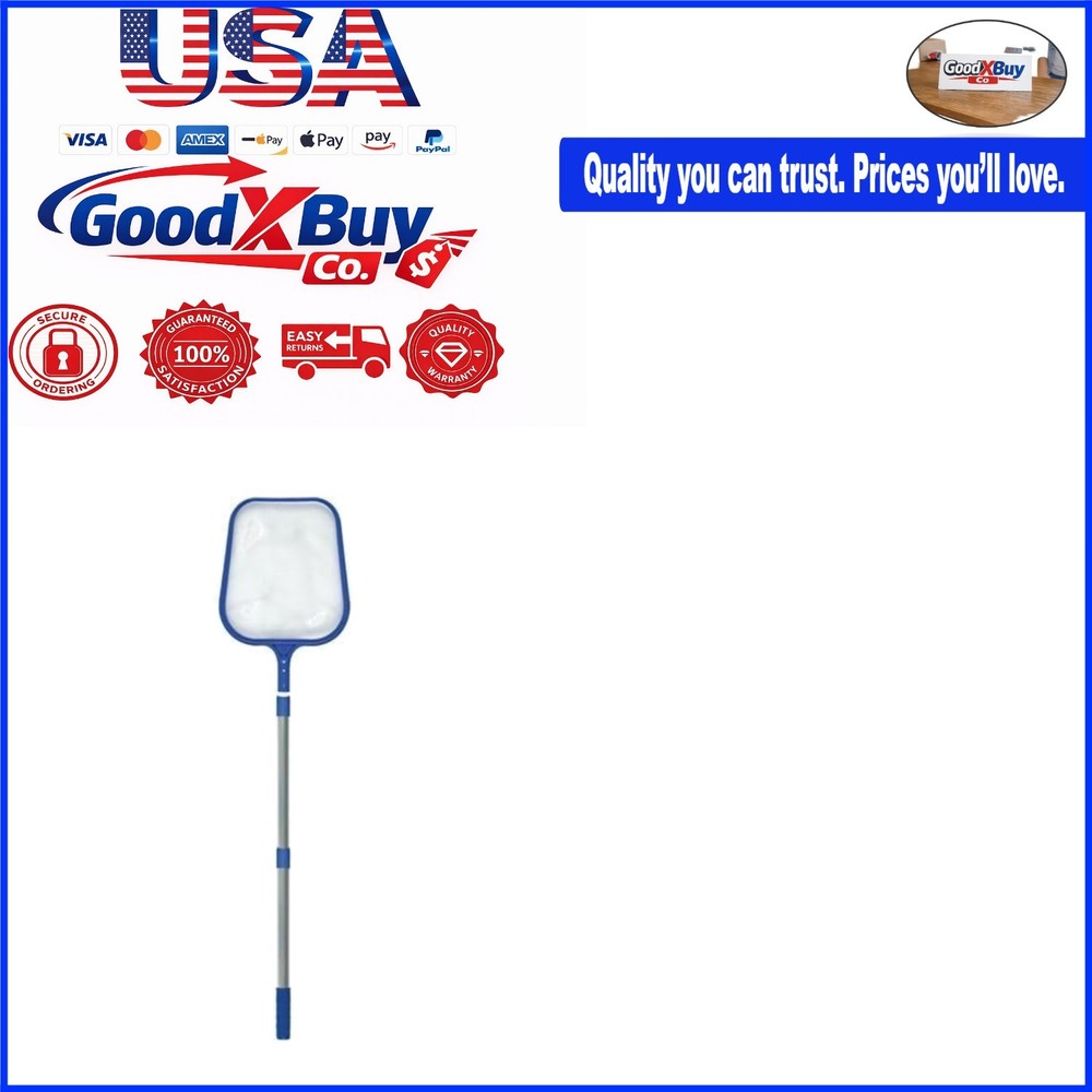 Extendable Pool Leaf Skimmer Net with Fibromesh - Telescoping Aluminum Handle...