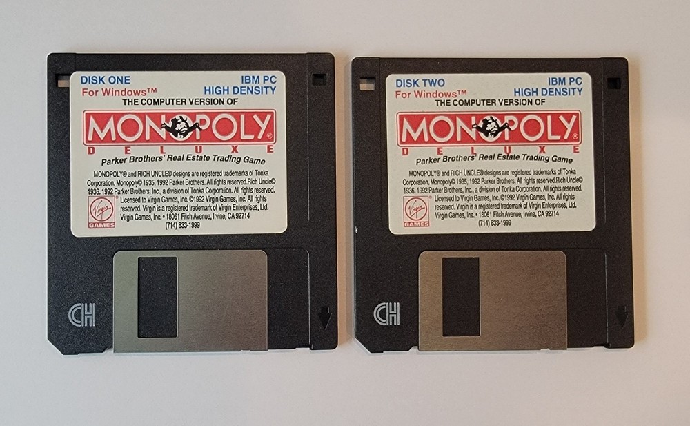 Monopoly Deluxe for Windows PC 3.5" Floppy Diskettes 1992