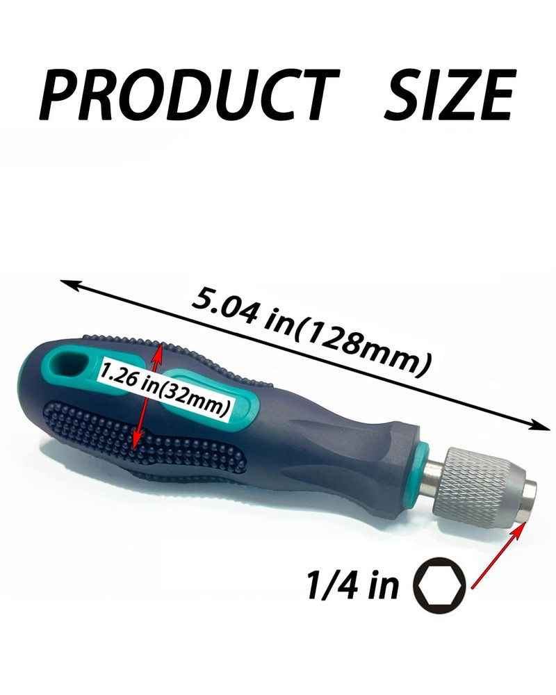 1/4" Bit Driver Handle, 1/4 inch Hex Quick Release Green + Blue