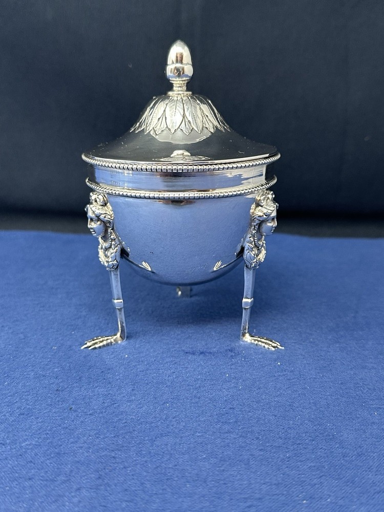 BARBARA MILES BRITISH STERLING FOOTED SILVER BOX / COVERED BOWL
