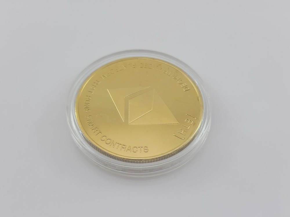 Crypto ETH Ethereum Gold Tone Coin Token
