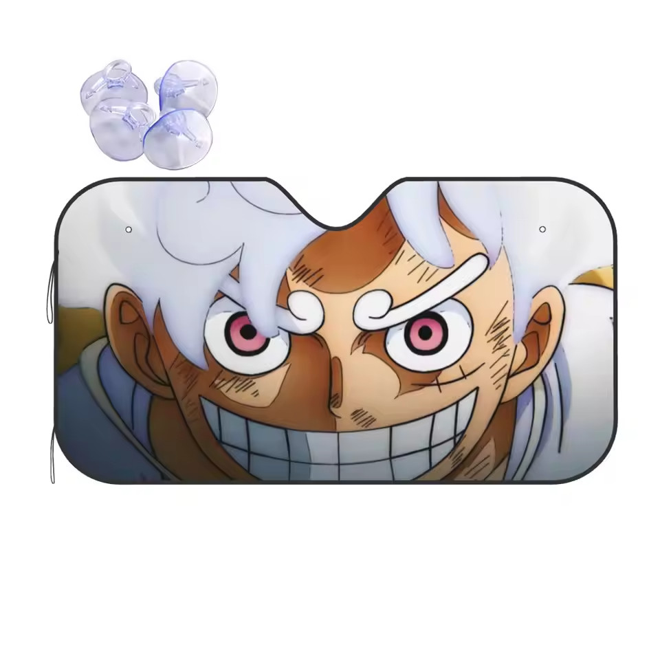 Luffy Anime Gear 5 Windshield Sunshade Foldable Cover Front Block Window