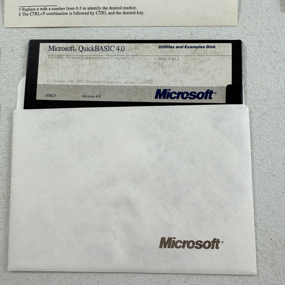 Vintage Software Microsoft Quick Basic 4.0 5.25" Diskettes