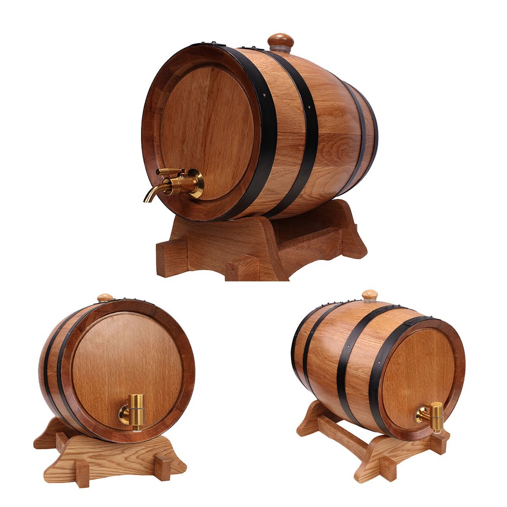 5L 10L 20L Litre Wine Oak Barrel Spirits Whiskey Beer Age Storage Stainless Tap
