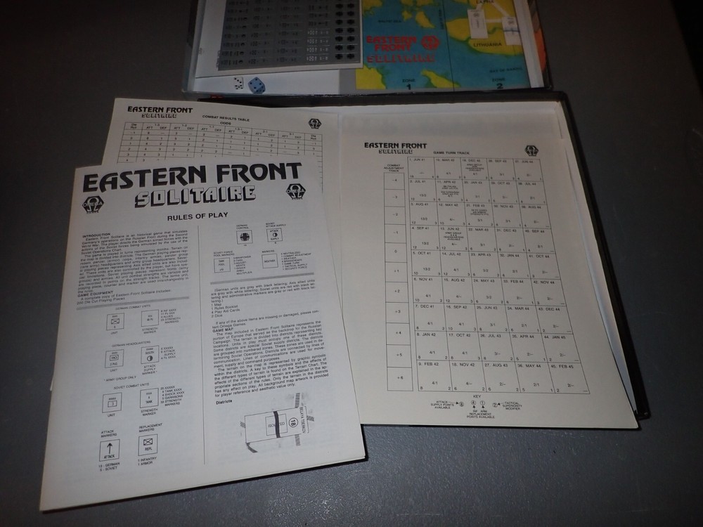 Eastern Front Solitaire Omega Games 1st Ed, 1986 Unpunched, Complete