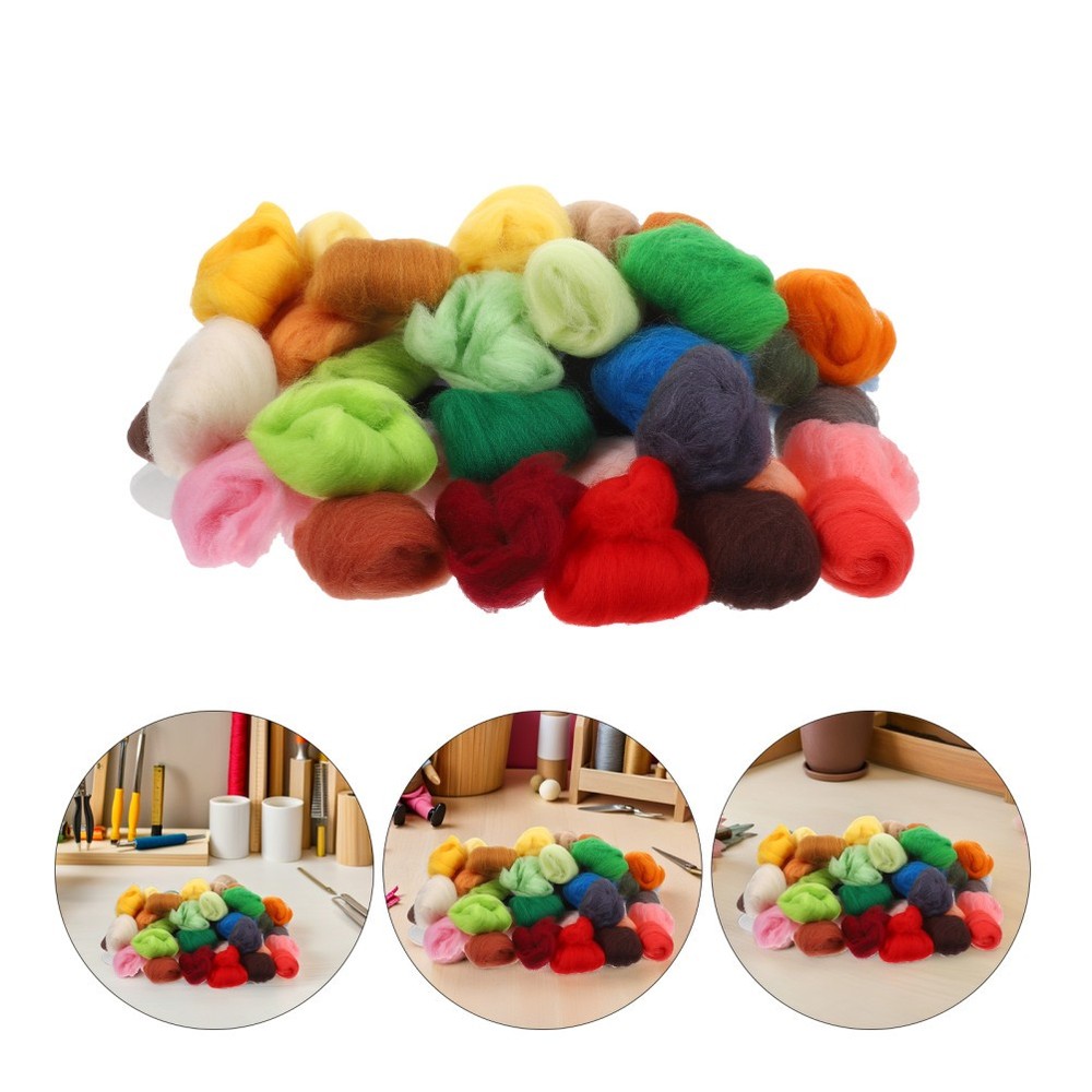 50 Pcs Needle Felt Wool Strips Felting Roving for Weaving Projects