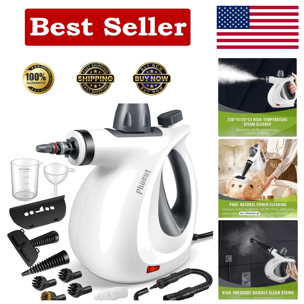 Handheld Multi-Surface Steamer with 12 Accessories - Powerful & Lightweight
