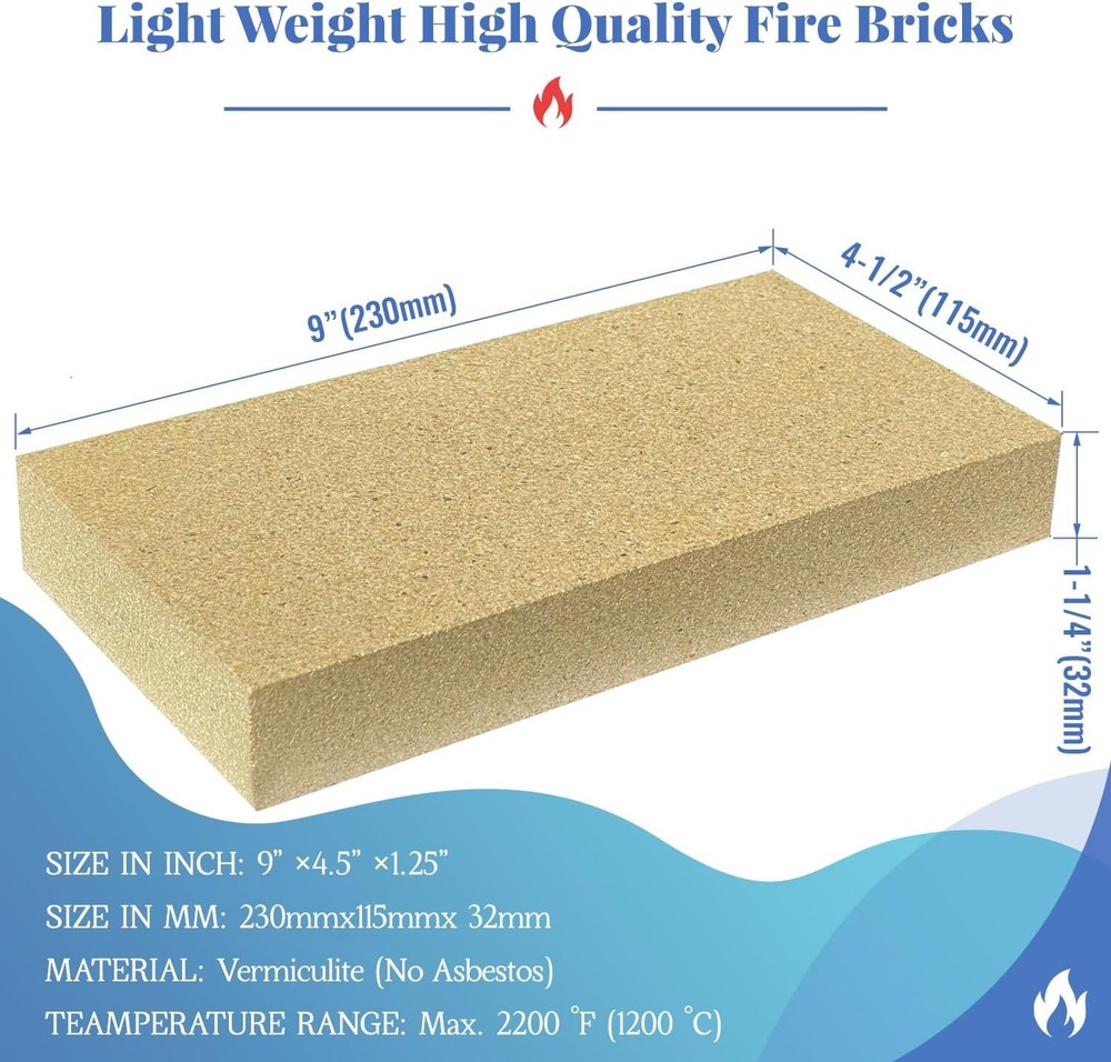 Woodstove Firebricks, Upgrade Fire Bricks Replacement for US Stove FBP6, Size 9"