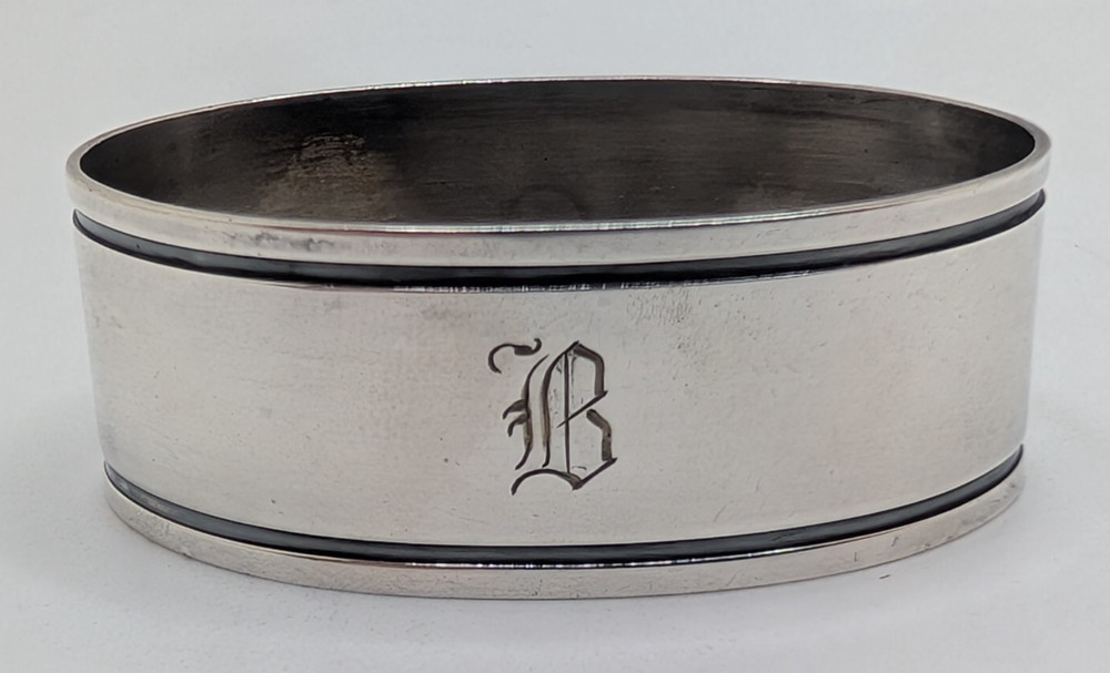 Vintage Danish 830 Silver Napkin Ring, Hans Jensen, "B" initial, dated 1959