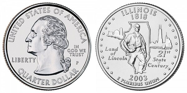 2003 P  ILLINOIS  STATE QUARTER  Choice Unc  From Mint Rolls