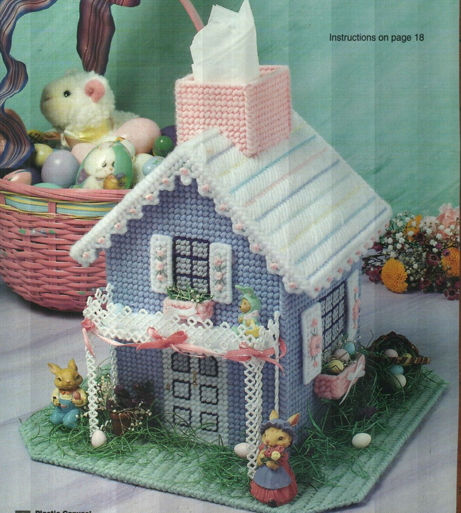 COTTONTAIL COTTAGE EASTER TISSUE COVER PLASTIC CANVAS PATTERN INSTRUCTIONS HTF