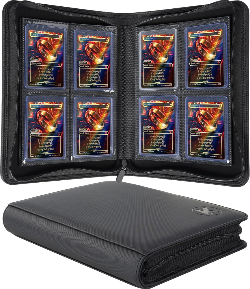 Top Loader Binder, Holds 128+ Toploaders, 4 Pocket Top Loader Card Storage Case,