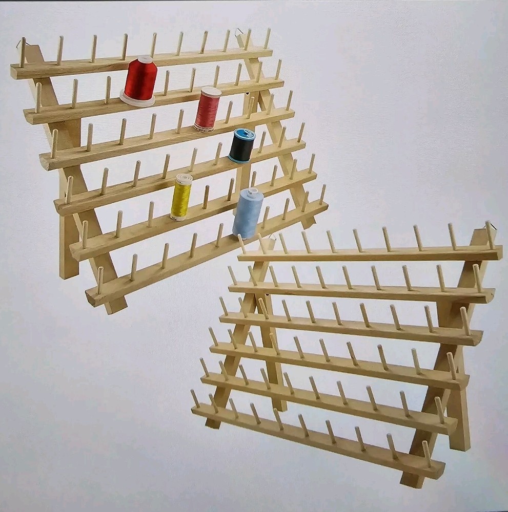 brothread 2X60 Spools Wooden Thread Rack/Thread Holder Organizer with Hanging
