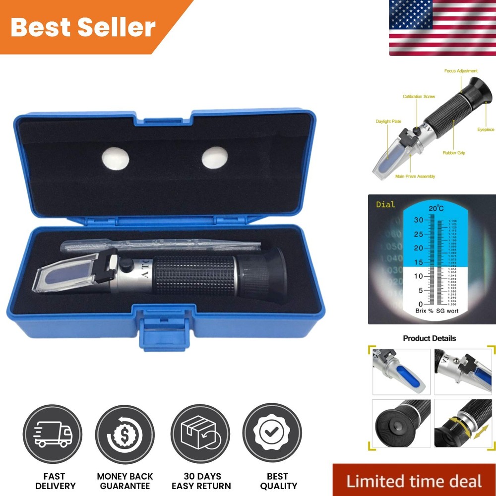 Dual Scale Brix & Specific Gravity Hydrometer for Homebrew & Wine, 7" x 1.5"