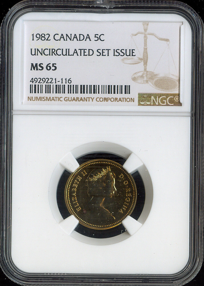1982 Canada 5 Cents 5C NGC MS65 - Quality