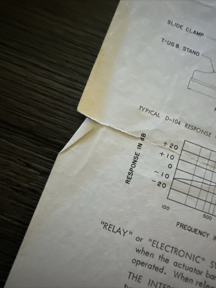 Original ASTATIC D104 Microphone SPEC SHEET