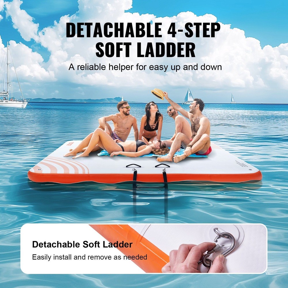 Spacious 7x7 FT Floating Dock with Integrated Handles and Anchoring Kit