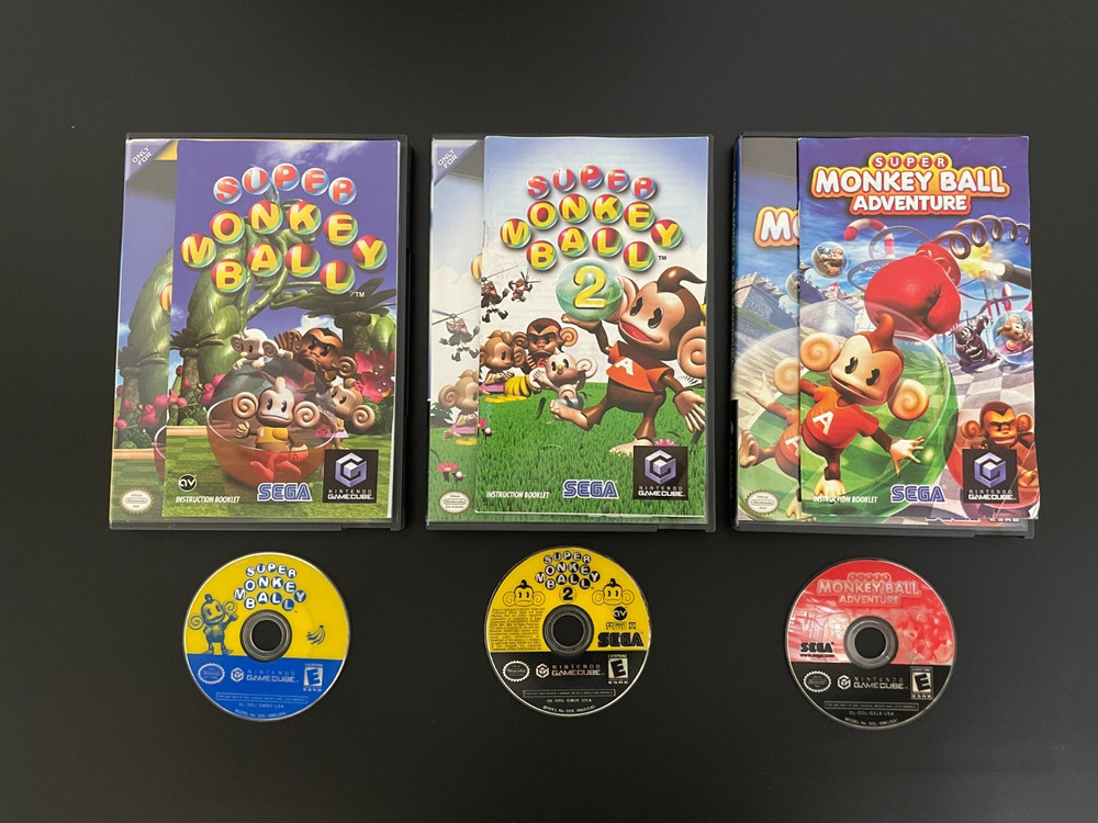 Nintendo GameCube Console Lot - Wavebird Wireless Controller, Super Monkey Ball