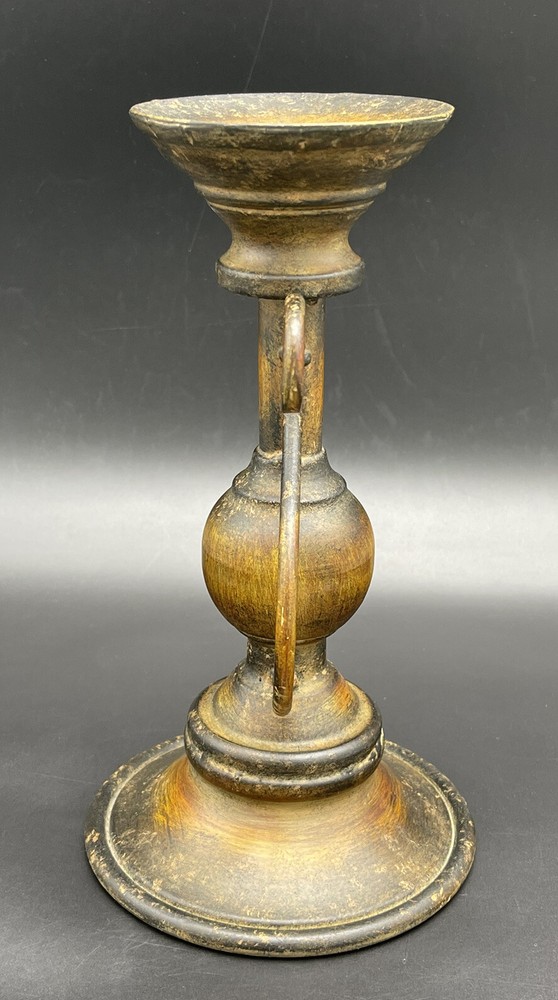 Metal Rustic Style Brown Candlestick/Candleholder 10"T