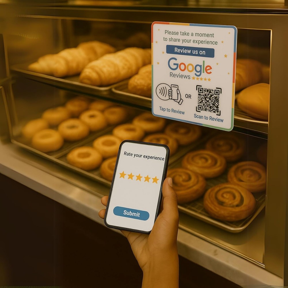 Dual-Function NFC Epoxy Plate for Google Reviews - No Subscription Required