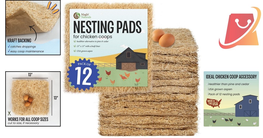 Aspen Nesting Liners 12 Pack Chicken Coop Bedding Egg Cushion & Clean