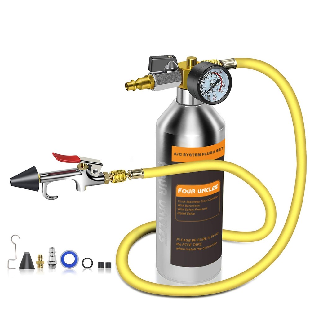 AC Flush Kit A/C Air Conditioner System Flush Canister Kit Clean Tool Set R13...