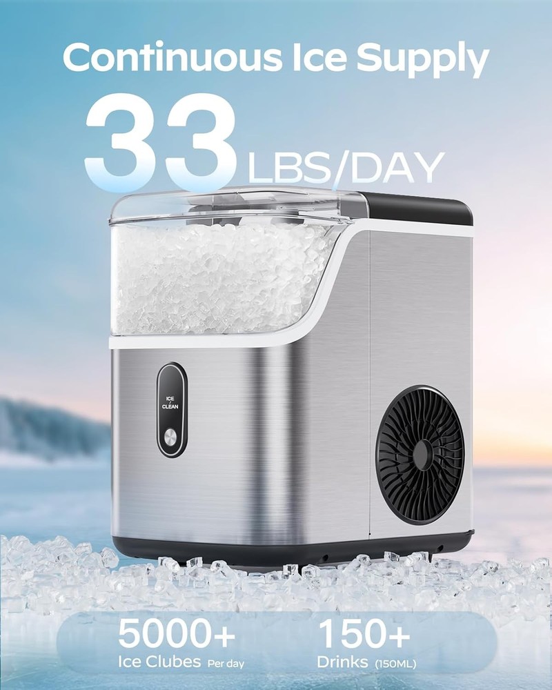 Pebble Ice Maker Countertop 33lb Day Machine