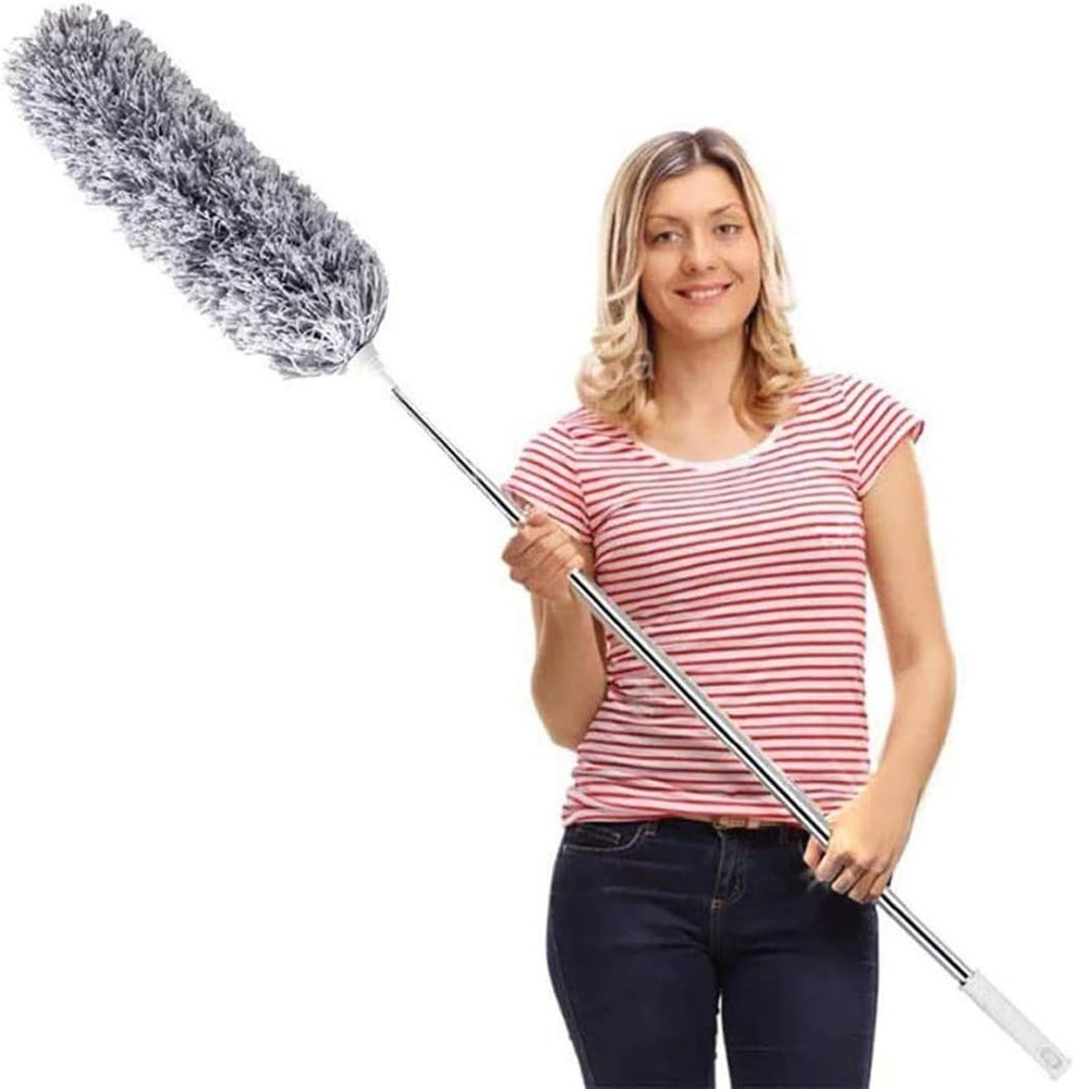 Microfiber Feather Duster with Extendable Pole, 100-inch Extra-Long Dusters