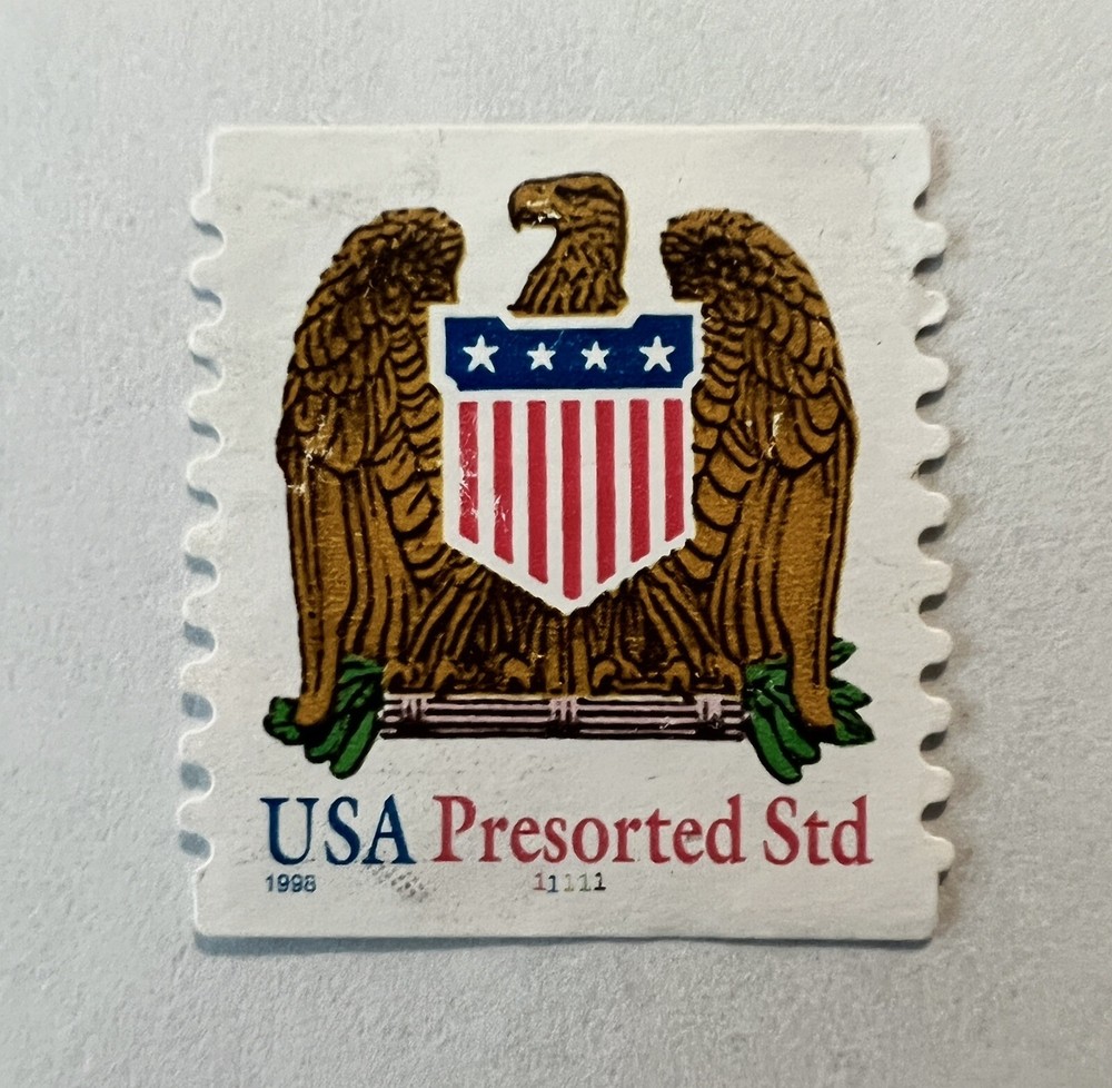 ERROR 1998 U.S PRESORTED COIL STAMP #3271 PLATE 11111 SMUDGE UNDER "A"