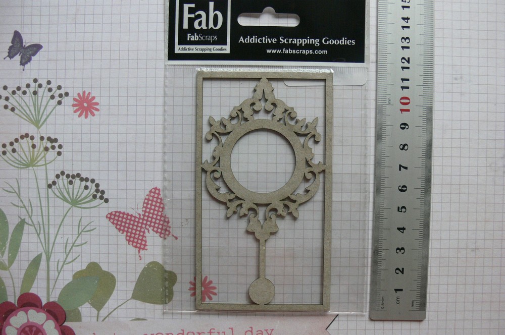 CLOCK & Pendulum FRAME 58x108mm - Single DieCut from Chipboard-Frame114x65mm GH