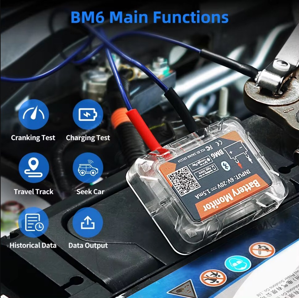 12V Bluetooth Wireless Battery Test Monitor Battery Volt Charge Status Analyzer