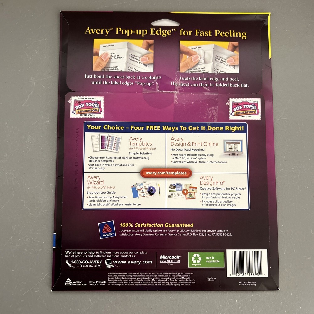 Avery Dennison AVE18695 Mailing Labels (9 Sheets- Missing One)